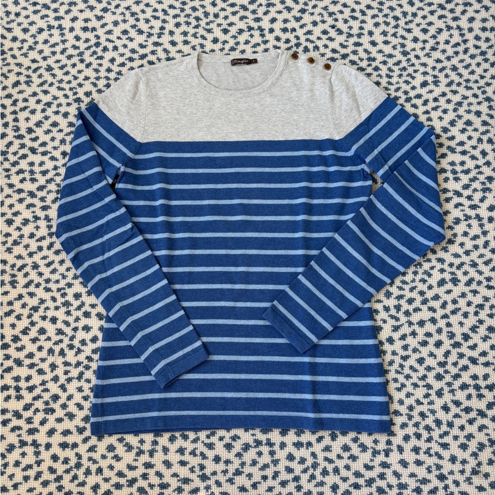 J. McLaughlin Striped Cotton Blend Long Sleeve Top